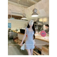 批发韩系学院风POLO领菱格短袖t恤针织衫女夏季宽松显瘦休闲上衣薄款