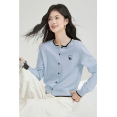 批发刺绣<b class='q'>针织</b><b class='q'>开衫</b>女2026年新款早秋外搭长袖多巴胺打底上衣时尚薄外套