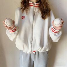 批发加绒 白金拉链 纯棉华棉刷毛复合棒球服