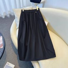 批发立体腰】藏青色高腰半身裙大码松紧花苞裙宽松显瘦<b class='q'>时尚</b>百搭A字裙
