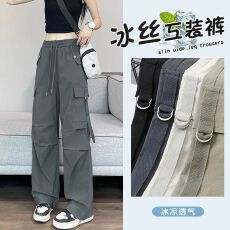 批发灰色窄版登山工装裤女夏季<b class='q'>加大码</b>小个子速干薄款休闲冲锋运动裤子