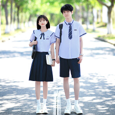批发<b class='q'>实拍</b>出货中 2026新款情侣装短袖初高中生运动会学生班服定制套装