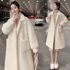 批发白色长款仿水貂绒毛毛外套女秋冬双面毛年法兰绒轻环保加厚大衣