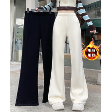 批发实拍 灯芯绒复合宝宝绒秋冬加绒百搭宽松阔腿喇叭<b class='q'>裤</b>