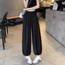 批发<b class='q'>大码</b><b class='q'>女裤</b>夏季新款设计感束脚灯笼裤山本裤胖mm阔腿薄款冰丝抖抖裤