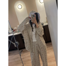 批发2026水果印花华夫格卫衣外套女秋季新款<b class='q'>韩版</b>高腰休闲裤套装