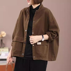 批发加绒加厚立领纯棉棒球服女新款中年妈妈宽松<b class='q'>大码</b>休闲开衫上衣潮