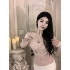 批发实拍长袖T恤女<b class='q'>秋</b>季气质修身收腰内搭打底衫设计感显瘦上衣