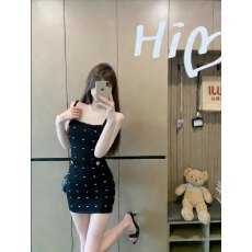 批发实拍很辣闪闪小香小香风方糖韩系针织吊带修身<b class='q'>连衣裙</b>