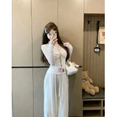 批发实拍顶少女温柔御姐风微透性感V领扭结上衣<b class='q'>皮草</b>内搭春