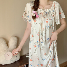 批发<b class='q'>夏季</b><b class='q'>睡衣</b>中长款短袖睡裙长裙女生冰雪丝<b class='q'>性感</b>可外穿家居服直播爆款