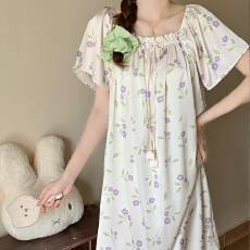 批发<b class='q'>夏季</b><b class='q'>睡衣</b>中长款短袖睡裙长裙女生冰雪丝<b class='q'>性感</b>可外穿家居服直播爆款