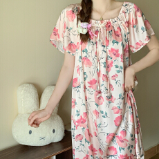 批发<b class='q'>夏季</b><b class='q'>睡衣</b>中长款短袖睡裙长裙女生冰雪丝<b class='q'>性感</b>可外穿家居服直播爆款