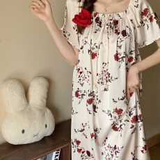 批发<b class='q'>夏季</b><b class='q'>睡衣</b>中长款短袖睡裙长裙女生冰雪丝<b class='q'>性感</b>可外穿家居服直播爆款