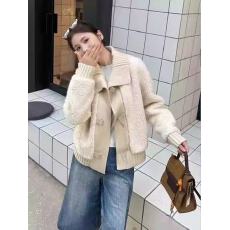 批发欧货羊羔毛<b class='q'>外套</b>女2025冬季新款韩版宽松显瘦时尚翻领长袖短款上衣