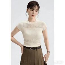 批发圆领镂空针织衫女2026新款<b class='q'>夏</b>季设计感修身显瘦正肩上衣