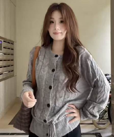 프랑스식 레트로 트위스트 무늬 니트 오픈 가디건 여성 가을 출퇴근 다용도 밑단 레이스업 학원 스타일 마 하이 울 스웨터