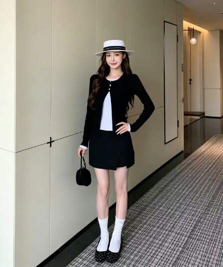 사람들 면 260 그램 닫기 자동차 선 11 바늘 페이크 레이어드 배색 오픈 가디건 긴팔 티셔츠 여성 가을 맨위