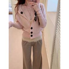 批发淡粉色修身针织开衫早秋装女款2026<b class='q'>新款</b>翻领巨好看不撞款<b class='q'>外套</b>上衣