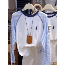 批发21支纯棉+广州条纹布特大码300斤长袖T恤配条纹披肩上衣