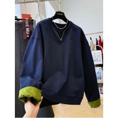 批发原版面料】特大码300斤韩系穿搭设计感宽松休闲撞色<b class='q'>卫衣</b>女