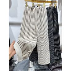 批发官图实价）特大码300斤松紧腰黑白条纹抽绳休闲裤女加绒新款