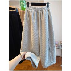 批发欧米条复合真超】特大码300斤<b class='q'>阔腿裤</b>女冬2025新款宽松直筒裤