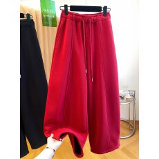 批发纯棉华棉复真超】特大码300斤加绒卫裤女宽松直筒裤束脚阔腿