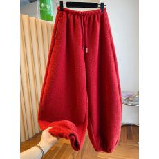 批发广州摇粒绒】特大码300斤羊羔毛裤子女2025新款<b class='q'>冬</b>季束脚卫裤