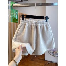 批发羊羔绒复贝贝绒】特<b class='q'>大码</b>300斤羊羔毛短裤女加绒阔腿裤靴裤