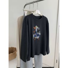 批发德绒】特大码300斤韩版<b class='q'>卡通</b>鸭磨毛<b class='q'>T</b><b class='q'>恤</b>女德绒长袖打底衫春季