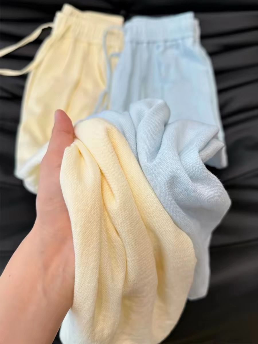 원본 원단 네리 특별 빅 사이즈 300 근 여름 얇은 스타일 도루 센스 와이드 레그 팬츠 루즈핏 면 린넨 바지