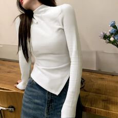 批发1×1螺纹德绒半高领打底衫内搭女秋<b class='q'>冬</b>高级感保暖长袖t恤上衣