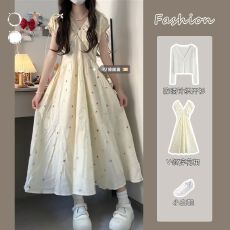 批发<b class='q'>女童</b>超好看<b class='q'>的</b>连衣裙2025夏季新款12岁13中大童夏日碎花高级感长裙