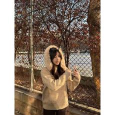 批发费尔岛连帽毛领拉链毛衣外套女秋冬冬季加厚<b class='q'>短款</b><b class='q'>针织</b>卫衣<b class='q'>开衫</b>上衣