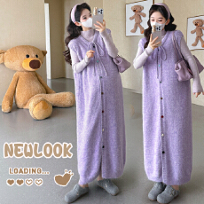 批发秋冬新款~孕妇针织开扣系绳彩色毛衣马甲裙＋半高领针织打底