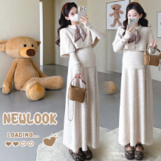 秋冬新品~孕妇丝巾斗篷＋打底毛衣＋可调节半身裙时尚毛衣三件套