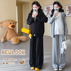 批发实拍新款2026春季新孕妇假两件开扣针织毛衣慵懒气质时尚宽松套装