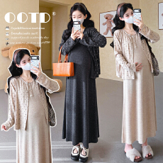 批发实拍新款2026春季新孕妇大码吊带背心裙＋碎花开衫两件套复古韩版