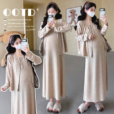 批发实拍新款2026春季新孕妇大码吊带背心裙＋碎花开衫两件套复古韩版