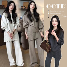 批发現货~2026春季新款孕妇针织<b class='q'>蝙蝠衫</b>拼接裙帘韩系松弛慵懒宽松套<b class='q'>装</b>