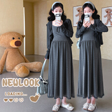 批发实拍2026春夏新款<b class='q'>孕妇</b><b class='q'>波点</b>蕾丝花边吊带背心裙＋灰色防晒开衫长袖