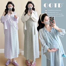 现现实拍2026孕妇夏季扎染彩色背心裙＋防晒衬衫套装显瘦宽松冰凉