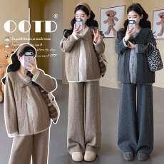 批发新品~实拍~秋冬孕妇假两件拼接麻花编织开衫<b class='q'>休闲</b>时尚宽松套装