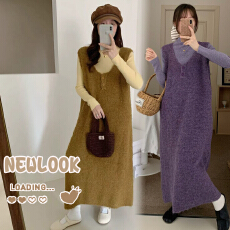 批发实拍秋冬新品~孕妇韩版开扣毛衣<b class='q'>背心裙</b>＋打底两件套装