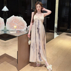 批发腾升带胸垫超仙吊带睡裙春<b class='q'>秋</b>中国风薄款休闲睡衣女装家居服冰雪丝