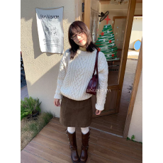 批发零度苏打 秋冬ins同款八奶家休闲麻花长袖针织衫宽松套头毛衣女