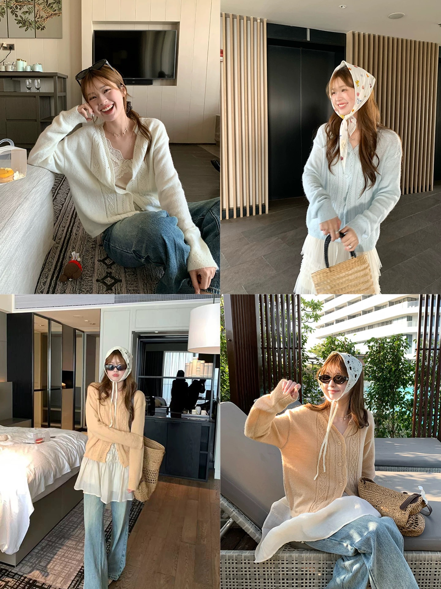 im ~까지 스모그 꽃 가게 양모 혼방 니트 스웨터 여성 비대칭 레이스 칼라 홀로우 아웃 자수 오픈 가디건 맨위