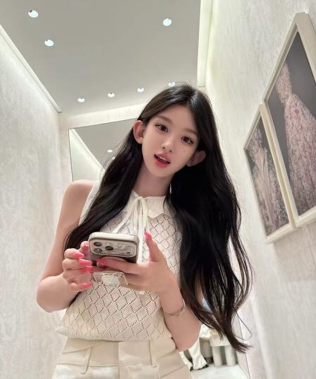 안녕하세요. 팬 팬 fall in d1or 모직물 자카드 프릴 칼라 레이스업 스트라이프 민소매 니트 맨위