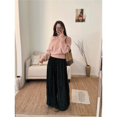 实拍 实拍 轻熟风一字肩翻领绞花毛衣法式露肩针织衫上衣女